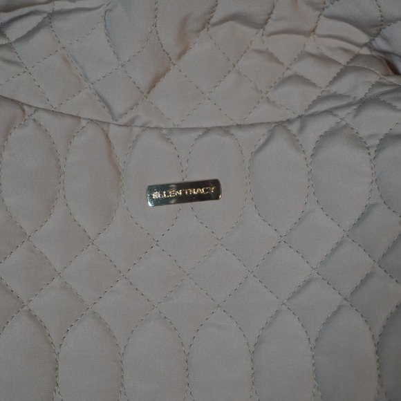 Ellen Tracy Quilted Jacket M Tan Beige‎ Lightweight Full Zip Drawstring Coat - Picture 9 of 13